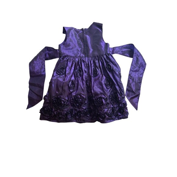 Bonnie Baby  Sz 12 Month Purple Sleeveless Rosette Dress With Bow Accent & Full - Picture 9 of 10